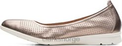 Clarks kvinner kvinners jenette ease ballett flat metallisk skinn clarks 8N86P2398